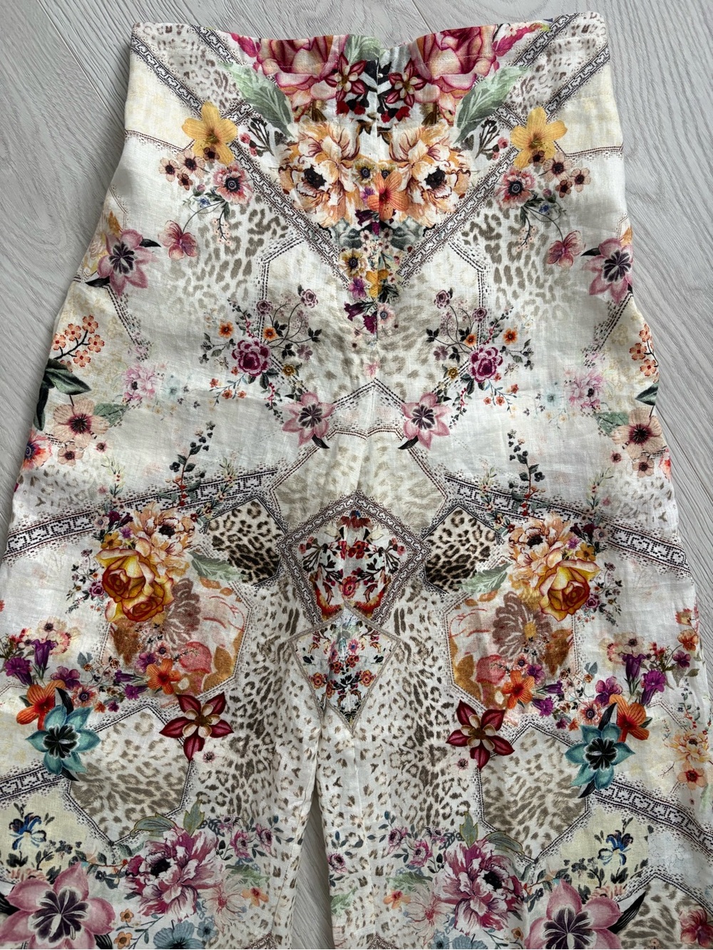 Camilla Cream Floral Wide-Leg Paper Bag Waist Palazzo Pants - Picture 4 of 6